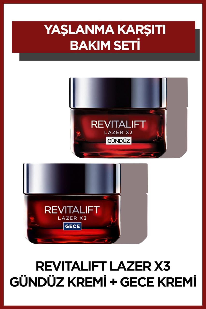 Revitalift Lazer X3 Yaşlanma Karşıtı Gündüz+Gece Bakım Kremi