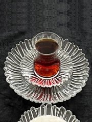 Aurora 12 Parça Set Kristal Cam Pasta Takımı - Pasta Tabağı ve Çay Tabağı