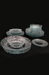 Aurora 24 Parça Set Kristal Cam Yemek Takımı - Kase, Yemek Tabağı, Pasta Tabağı, Çay Tabağı