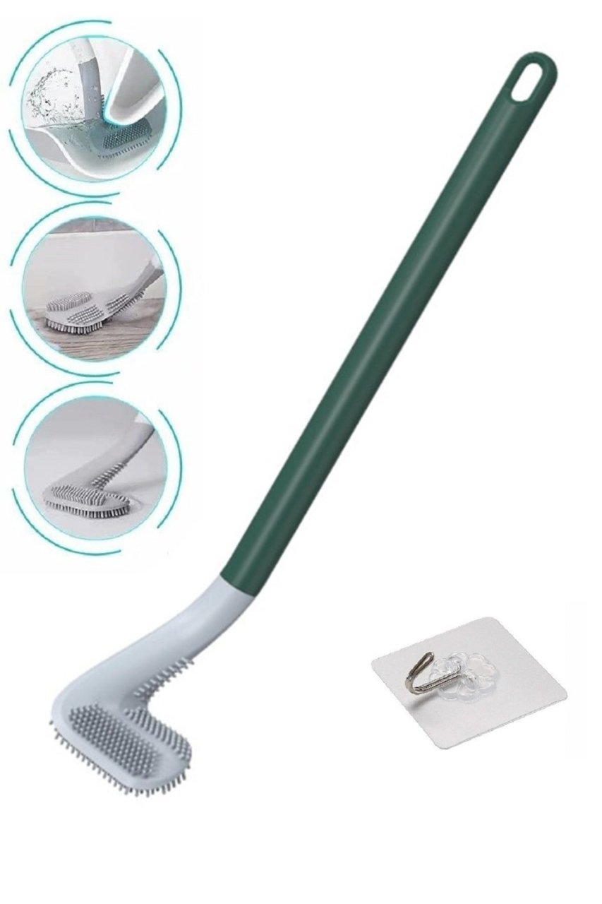 Ergonomik Tasarımlı Silikon Banyo Tuvalet Klozet Temizleme Fırçası ve Askılı