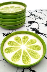 Limon Desen Yuvarlak 6’lı Servis Sunum Tabağı 15cm Yeşil