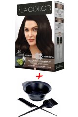 Sea Color Krem Saç Boyası 3.0 Koyu Kahve 2 Tüplü Set + Boyama Seti