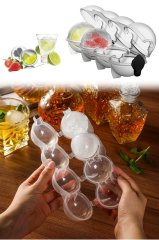 4 Bölmeli Sihirli Küre Buz Topu Kalıbı Yuvarlak Buz Topu Buzluk Saklama ve Sunum Kabı
