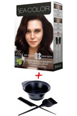 Sea Color Krem Saç Boyası 5.0 Açık Kahve 2 Tüplü Set + Boyama Seti