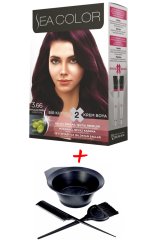 Sea Color Krem Saç Boyası 3.66 Patlıcan Moru 2 Tüplü Set + Boyama Seti