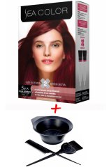 Sea Color Krem Saç Boyası 5.65 Çilek Kırmızısı 2 Tüplü Set + Boyama Seti