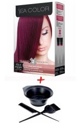 Sea Color Krem Saç Boyası 4.65 Şarap Kızılı 2 Tüplü Set + Boyama Seti