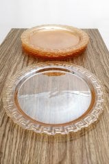 6lı Cam Tabak Sunumluk 21cm Yeni Trend Gold