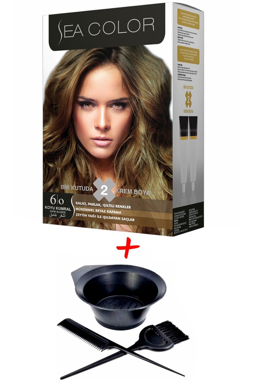 Sea Color Krem Saç Boyası 6.0 Koyu Kumral 2 Tüplü Set + Boyama Seti