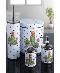 4'lü Banyo Seti Kaktüs Desenli Beyaz 5457