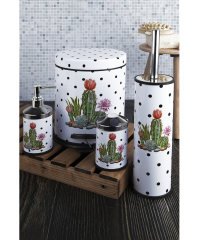 4'lü Banyo Seti Kaktüs Desenli Beyaz 5457