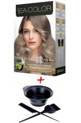 Sea Color Krem Saç Boyası 9.1 Elmas Sarısı 2 Tüplü Set + Boyama Seti