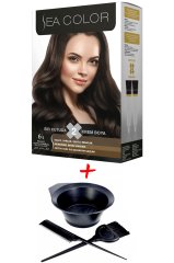 Sea Color Krem Saç Boyası 6.1 Küllü Koyu Kumral 2 Tüplü Set + Boyama Seti