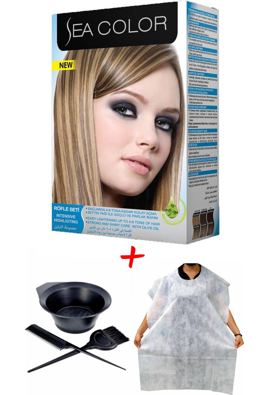 Sea Color Krem Saç Boyası Röfle 2 Tüplü Set + Boyama Seti + Boyama Önlüğü