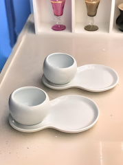 Sunum Seti Seramik Kaseli Servis Tabaği 2li