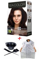 Sea Color Krem Saç Boyası 5.0 Açık Kahve 2 Tüplü Set + Boyama Seti + Boyama Önlüğü