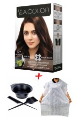Sea Color Krem Saç Boyası 6.7 Çikolata Kahve 2 Tüplü Set + Boyama Seti + Boyama Önlüğü