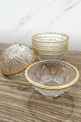 Altın Yaldızlı Cam Kase Seti Sunumluk 6lı