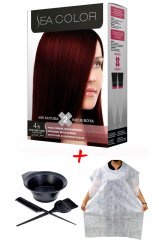 Sea Color Krem Saç Boyası 4.6 Kestane Kızıl 2 Tüplü Set + Boyama Seti + Boyama Önlüğü