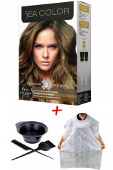 Sea Color Krem Saç Boyası 6.0 Koyu Kumral 2 Tüplü Set + Boyama Seti + Boyama Önlüğü