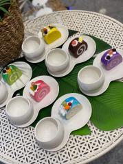 6 lı Porselen Kase Sunum Seti Tepsili Çok Amaçlı PORJ-009618