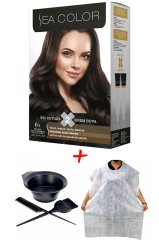 Sea Color Krem Saç Boyası 6.1 Küllü Koyu Kumral 2 Tüplü Set + Boyama Seti + Boyama Önlüğü