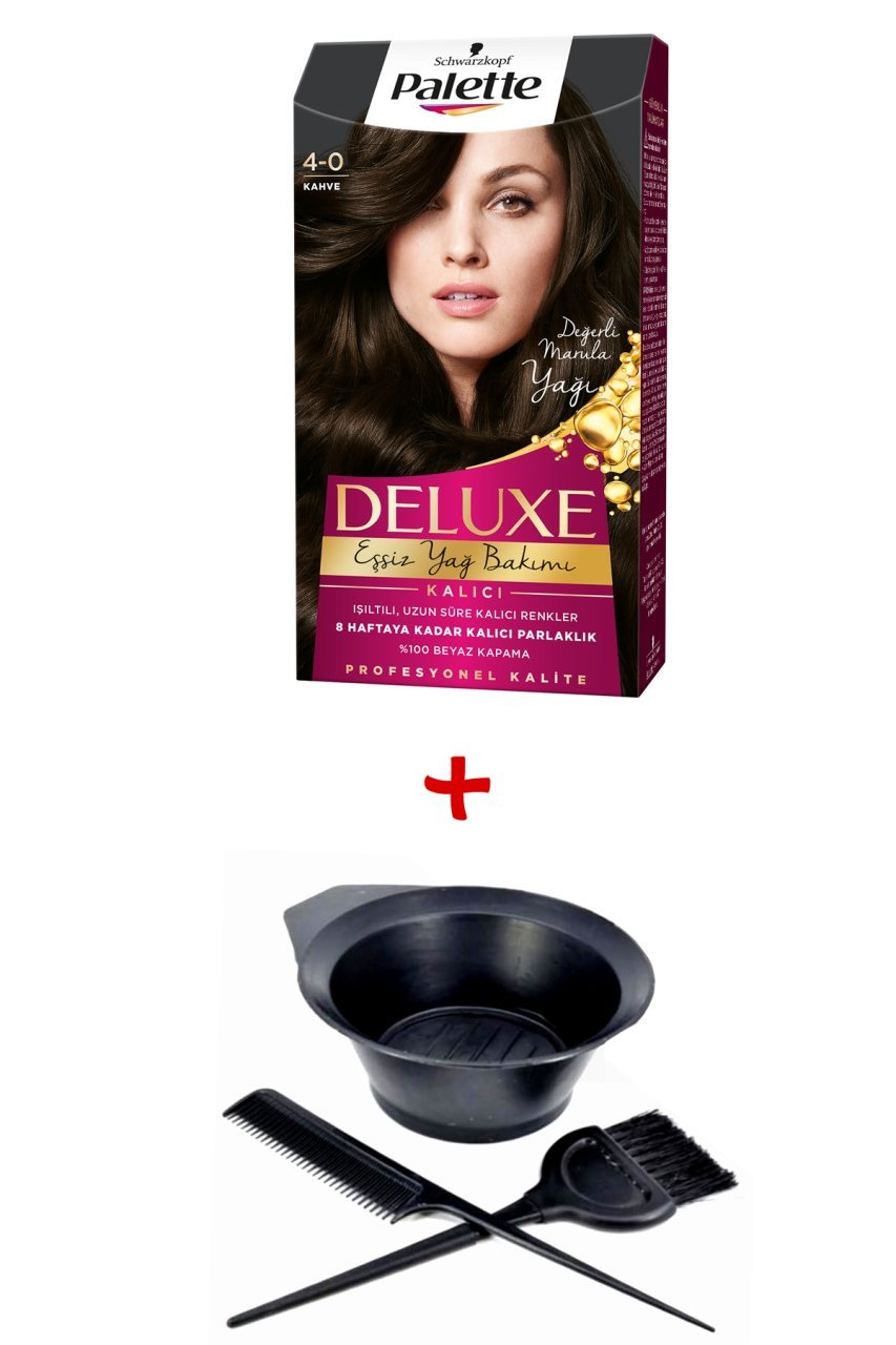 Palette Deluxe Saç Boyası 4-0 Kahve + Boyama Seti