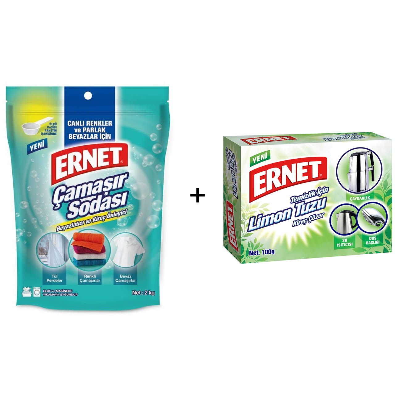 Ernet Çamaşır Sodası 2kg + Limon Tuzu 100gr
