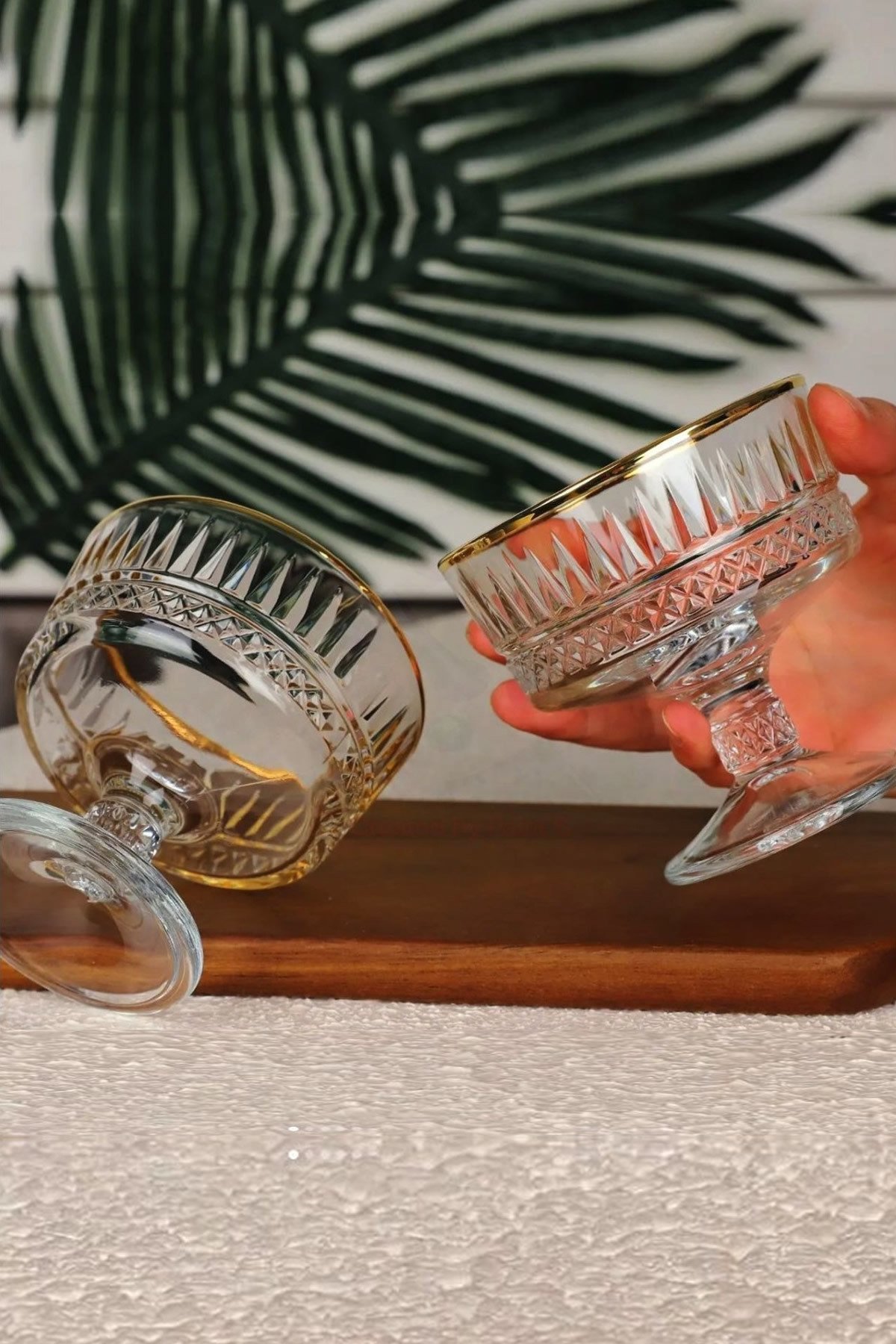 Paşabahçe 51749 Elysia Golden Touch Ayaklı Kase 2'li Yaldızlı