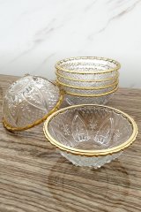 Altın Yaldızlı Cam Kase & Tabak Seti Sunumluk 12li Yeni Trend