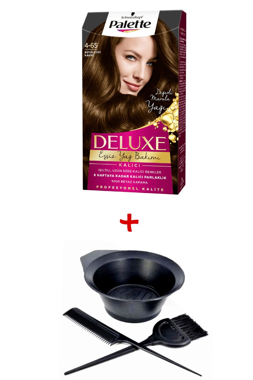 Palette Deluxe Saç Boyası 4-65 Büyüleyici Kahve + Boyama Seti