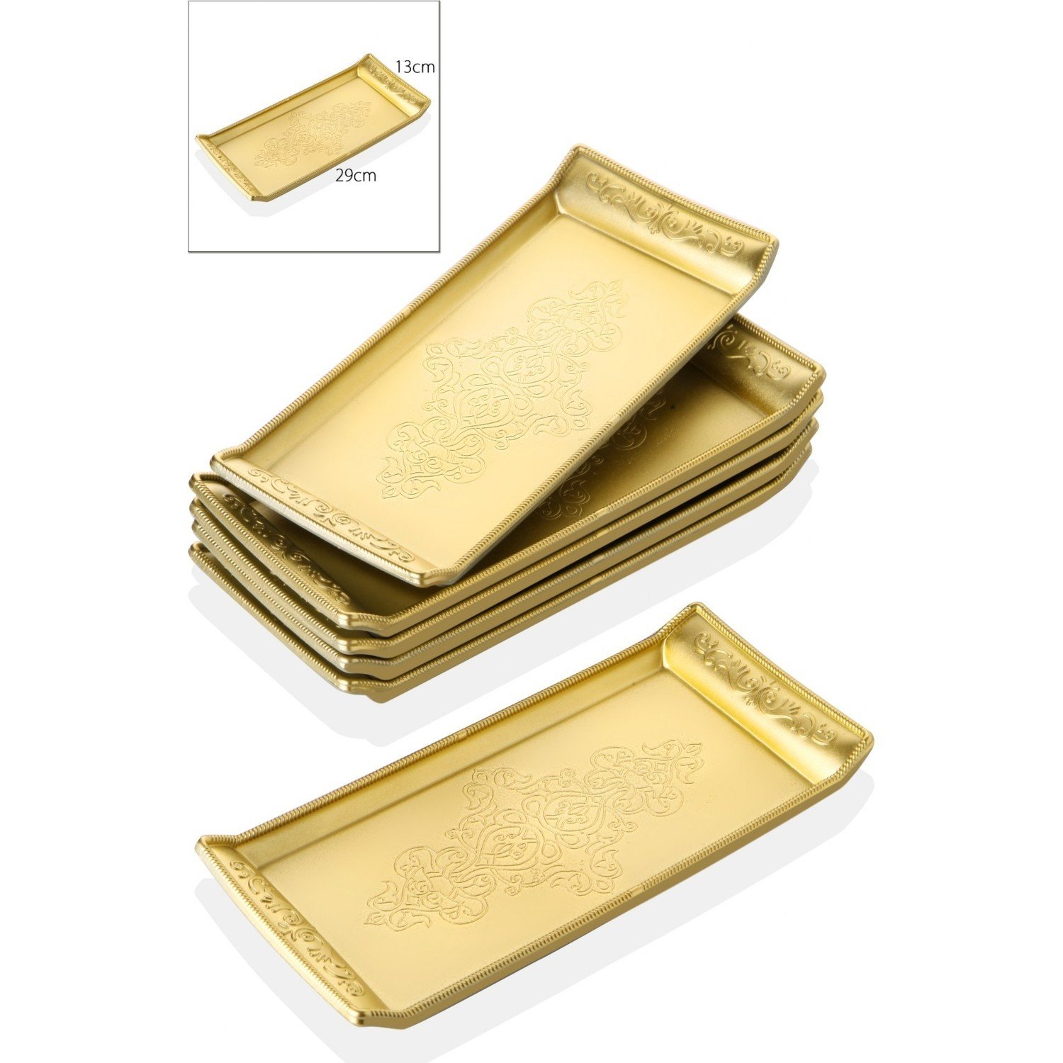 Gold Kahve Sunumluk Tepsi Altın Plastik 6 Adet
