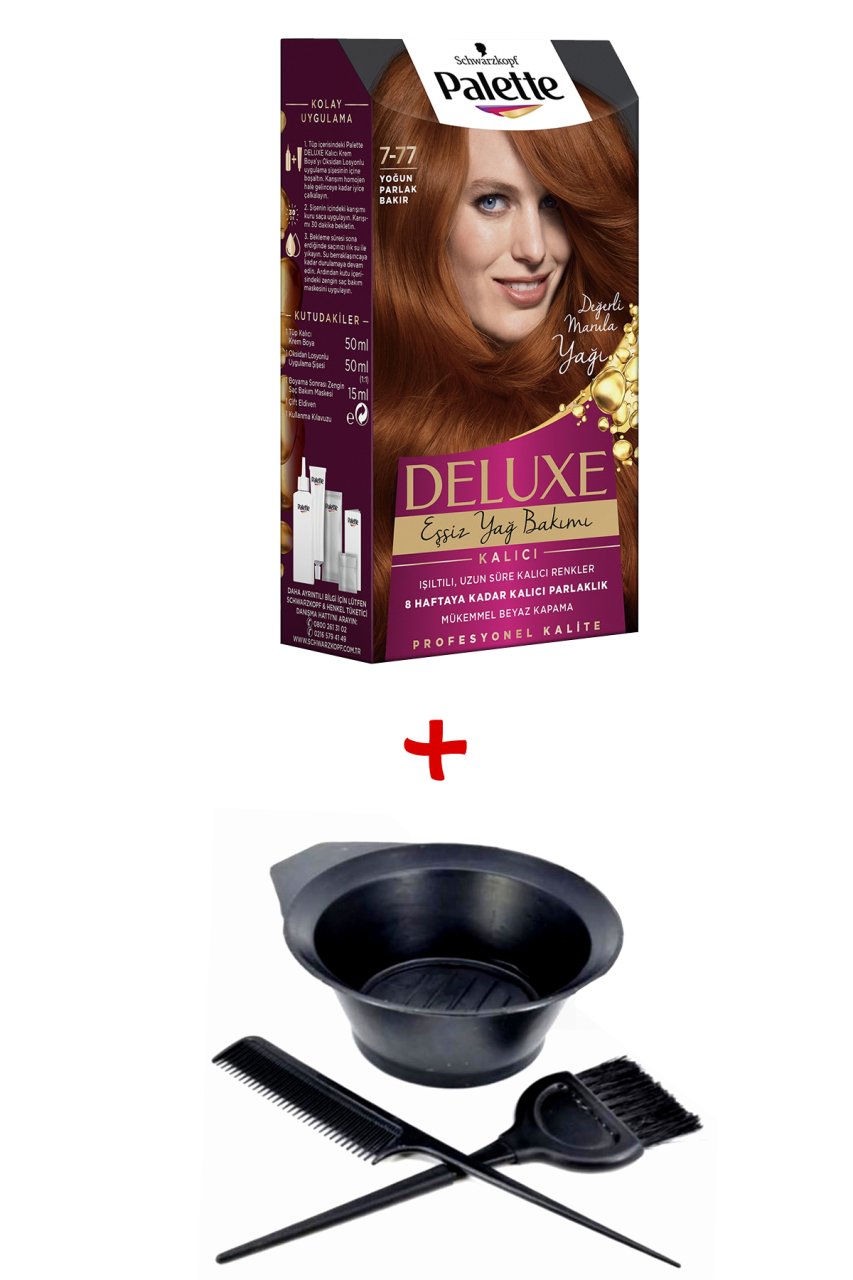Palette Deluxe Saç Boyası 7-77 Yoğun Bakır + Boyama Seti