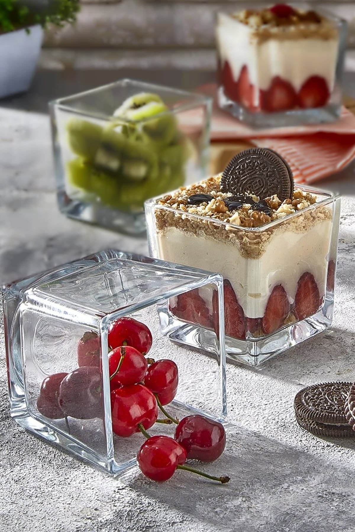 2li Magnolia Cup Kase Cam Magnolya Puding Tatlı Dondurma Kasesi Sunum Seti