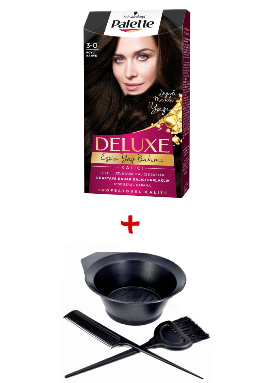Palette Deluxe Saç Boyası 3-0 Koyu Kahve + Boyama Seti