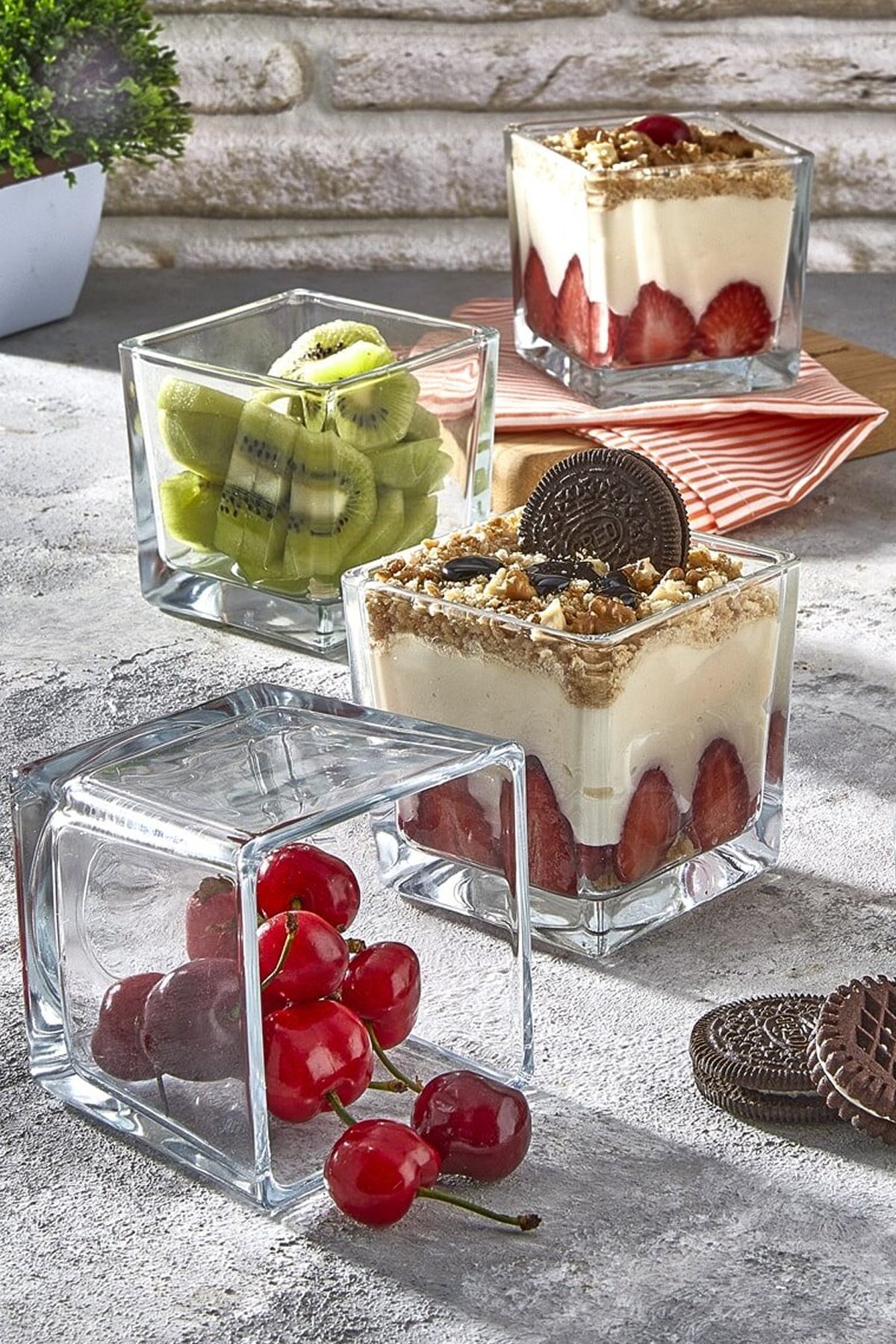 4lü Magnolia Cup Kase Cam Magnolya Puding Tatlı Dondurma Kasesi Sunum Seti