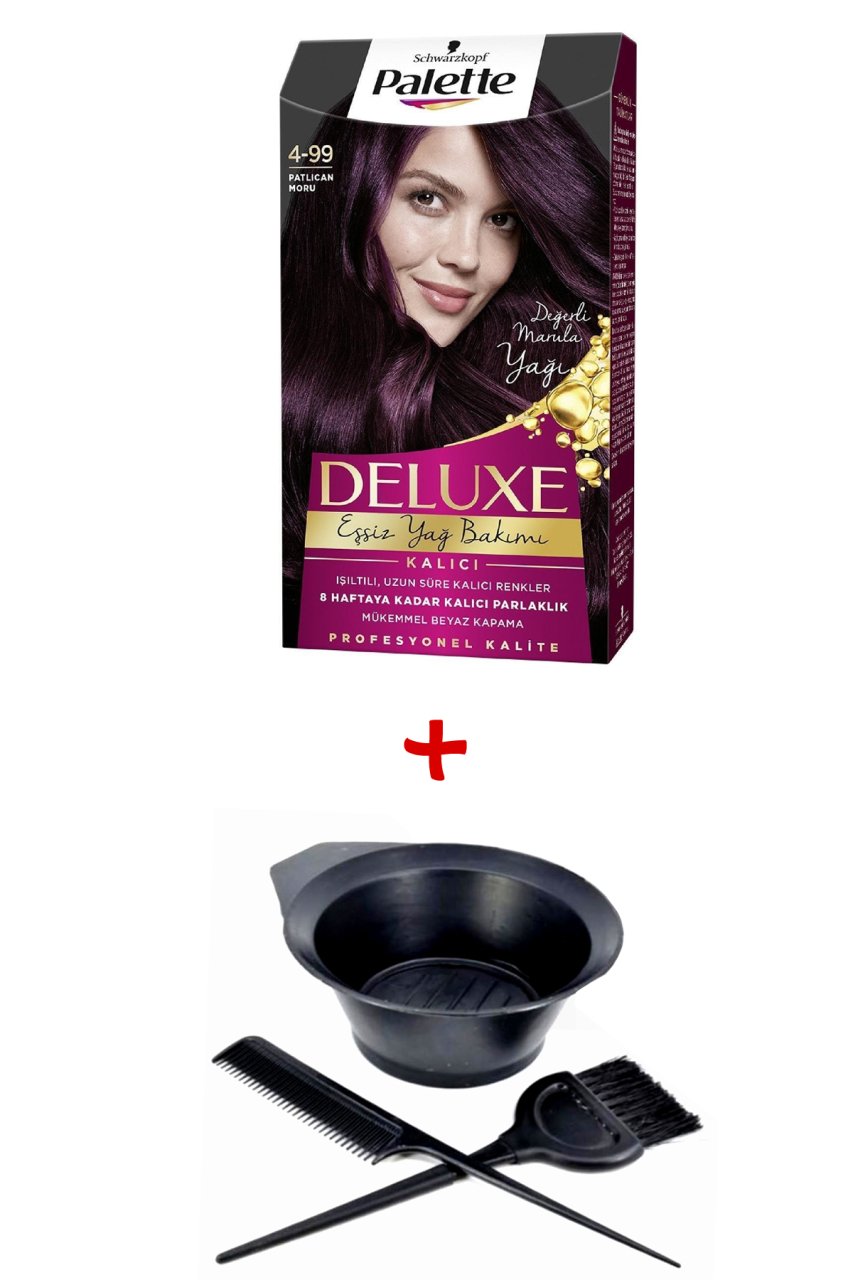 Palette Deluxe Saç Boyası 4-99 Patlıcan Moru + Boyama Seti