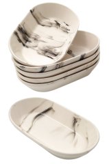 6'lı Kahvaltılık Oval Sunumluk Çerezlik Mermer Desenli