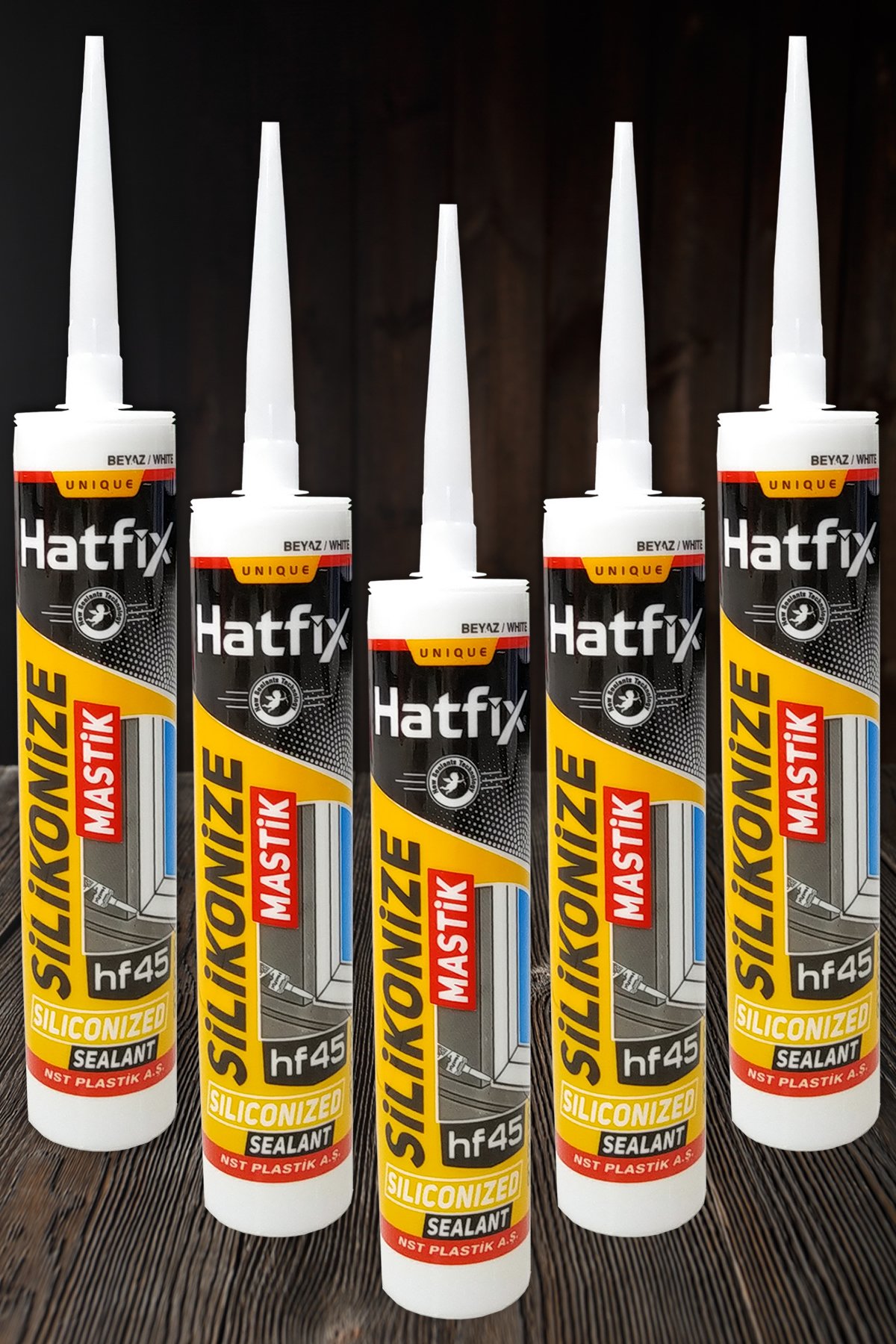 5 ADET Hatfix Silikonize Beyaz Mastik 450gr (hf-450)