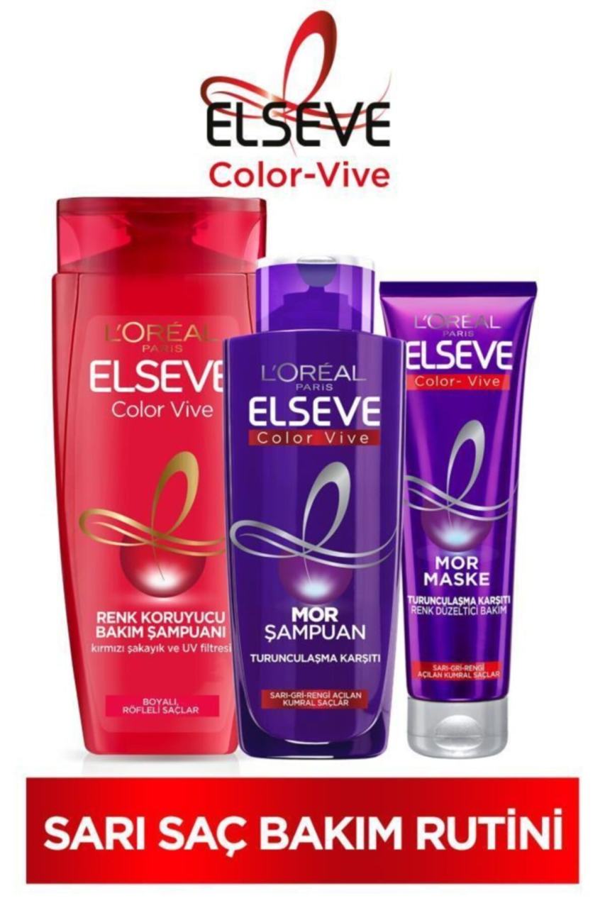 Elseve Renk Koruyucu Şampuan 450 Ml+Mor Şampuan 200ml+Mor Maske 150ml