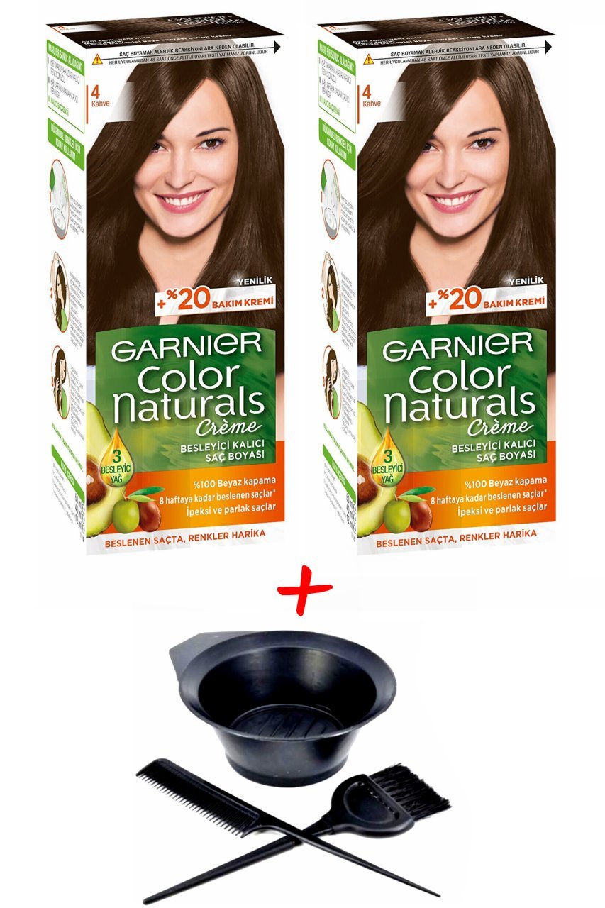 Garnier Color Naturals 4 Kahve Saç Boyası + Saç Boyama Seti