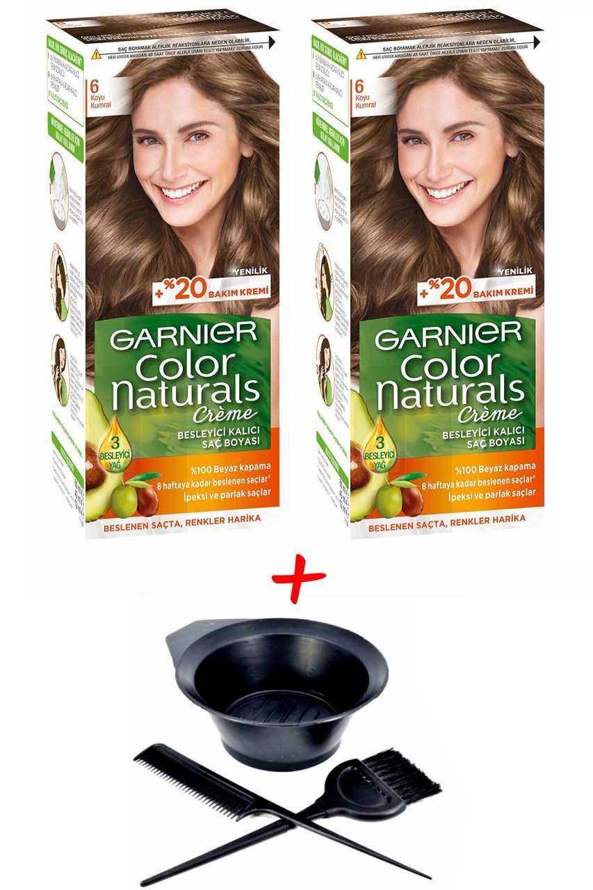 Garnier Color Naturals 6 Koyu Kumral Saç Boyası + Saç Boyama Seti