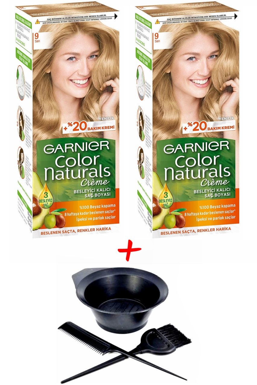 Garnier Color Naturals Saç Boyası 9 Sarı + Saç Boyama Seti