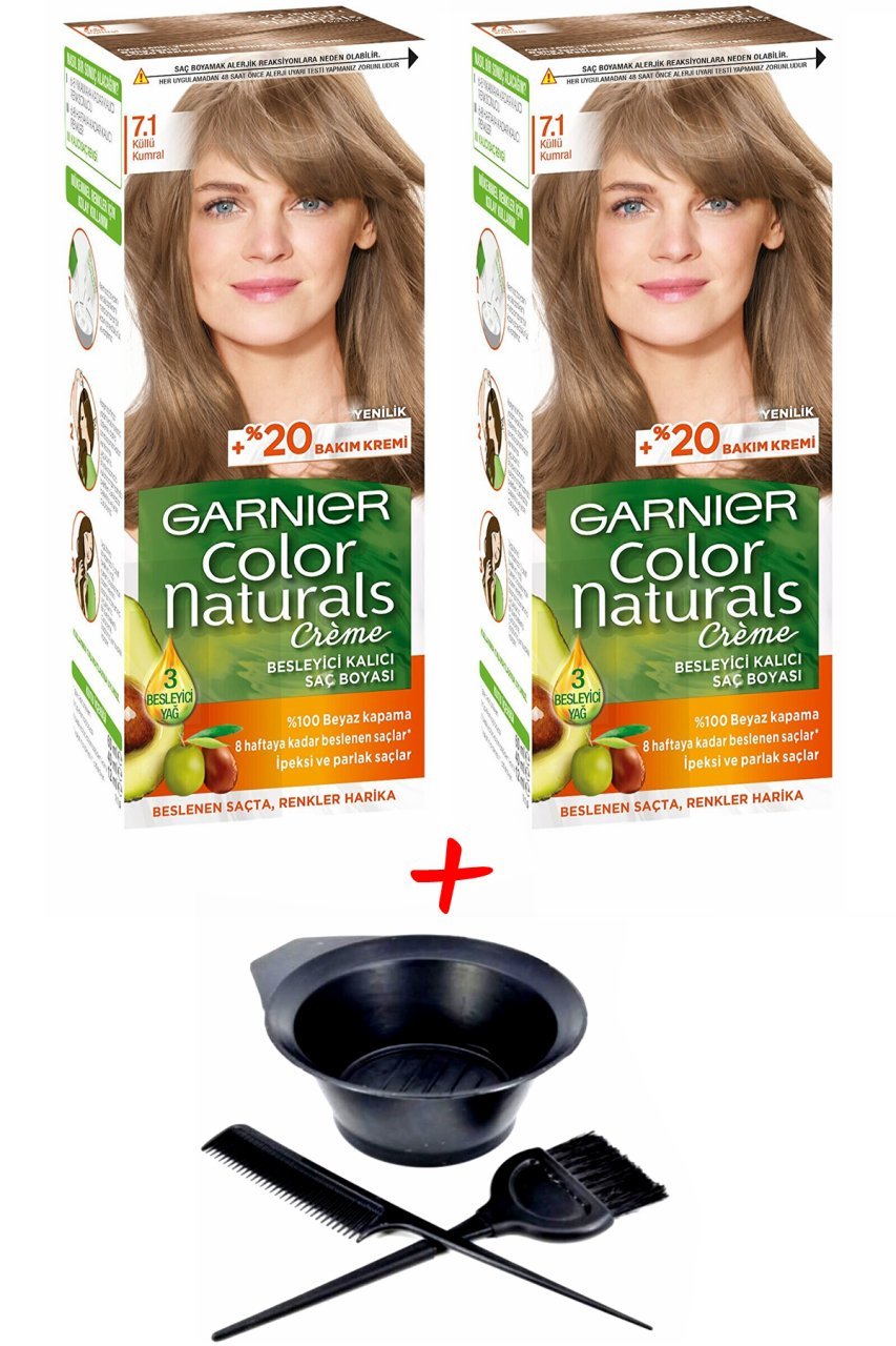 Garnier Color Naturals Saç Boyası 7.1 Küllü Kumral + Saç Boyama Seti
