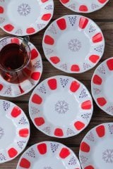 Porselen Yaldızlı Çay Tabağı 12 Adet Kahveci Bardak Altı Klasik