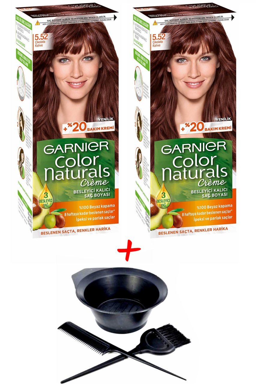Garnier Color Çikolata Kahve Saç Boyası 5/52 + Saç Boyama Seti