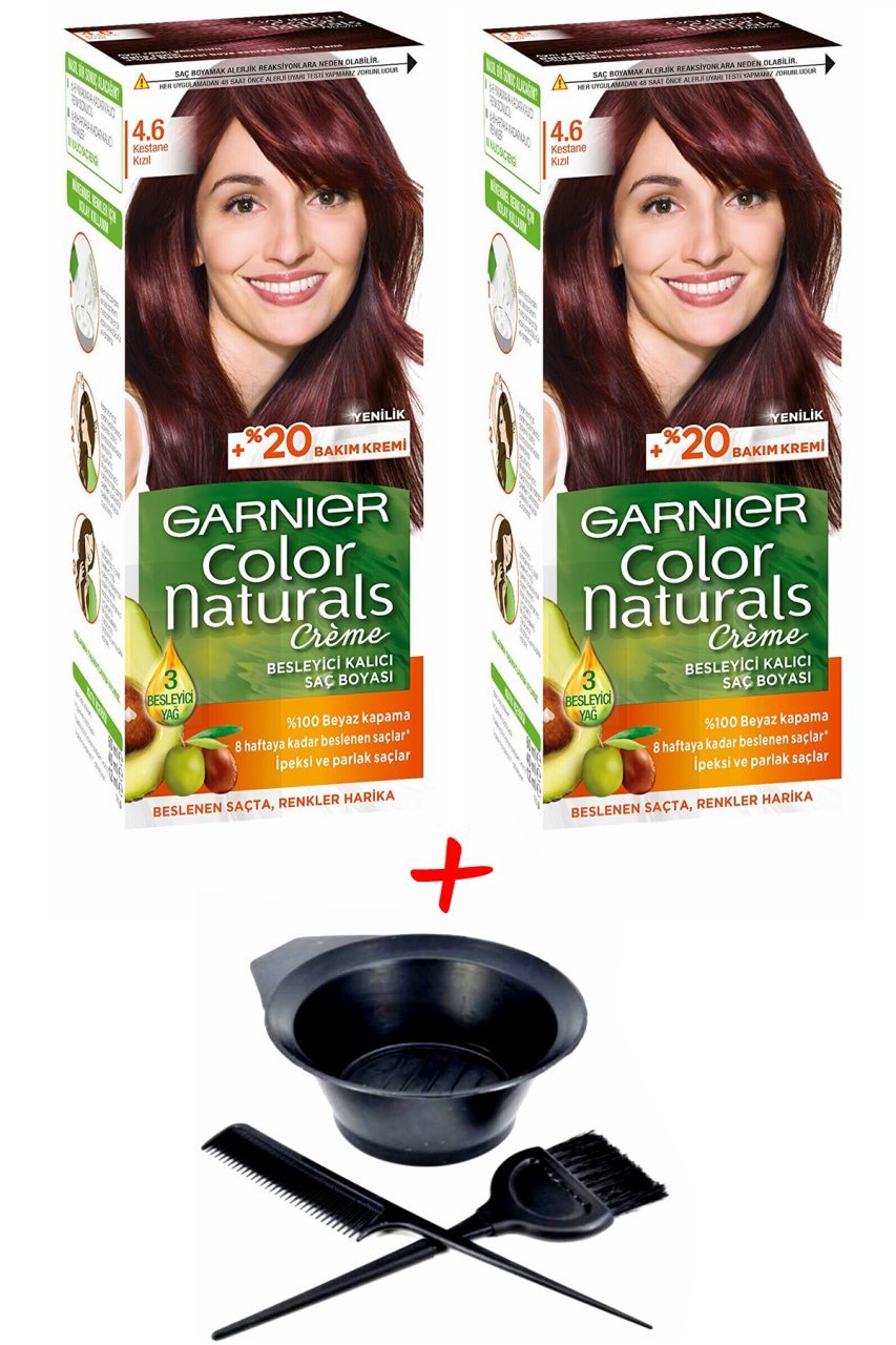 Garnier Color Naturals Kestane Kızıl (4.6) Saç Boyası + Saç Boyama Seti