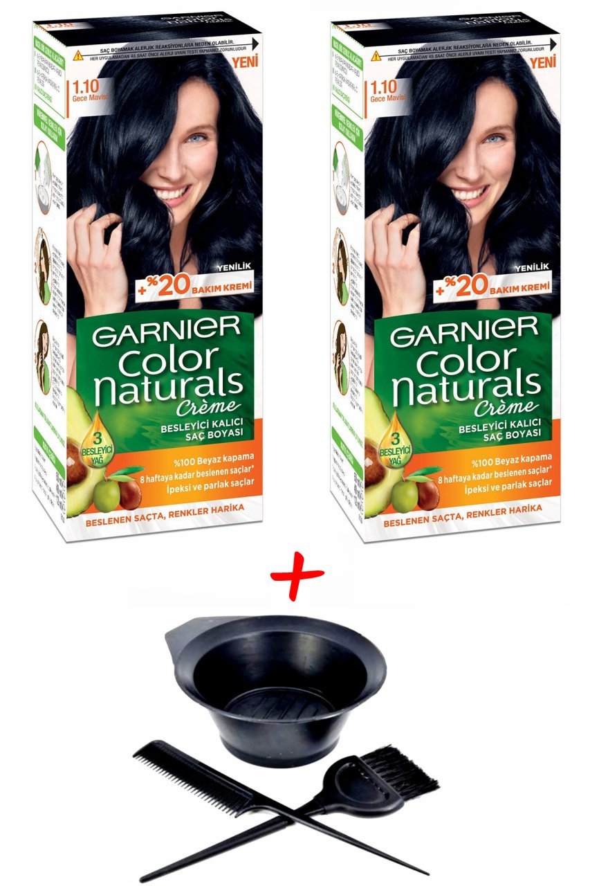 Garnier Color Naturals 1.10 Gece Mavisi + Saç Boyama Seti