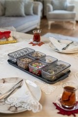 13 Parça 6 Bölmeli Vakum Kapaklı Tepsili Kahvaltılık Seti Saklama Kabı Akrilik