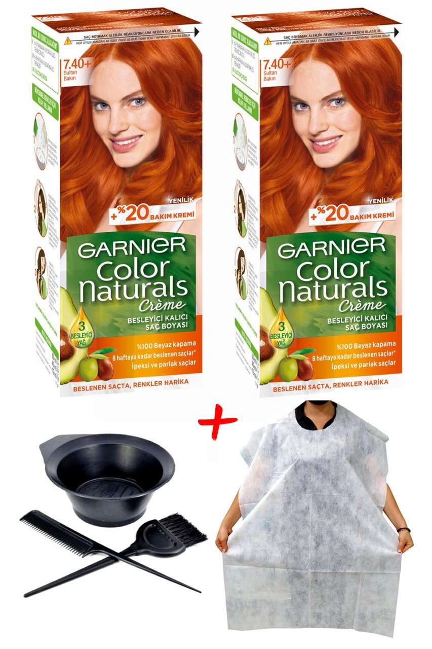 Garnier Color Naturals Saç Boyası 7.40 Sultan Bakırı + Saç Boyama Önlüğü + Saç Boyama Seti